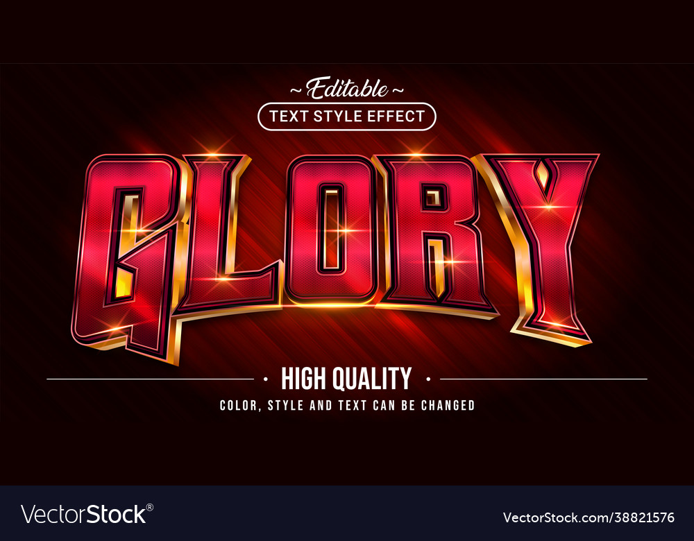 Editable text style effect - glory Royalty Free Vector Image