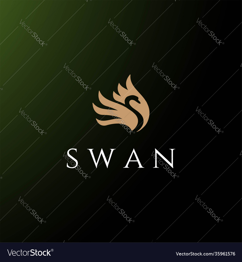 Elegant luxury golden swan logo design Royalty Free Vector