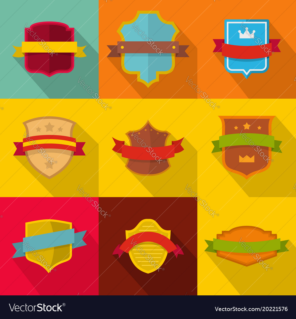 Heraldic icons set flat style Royalty Free Vector Image