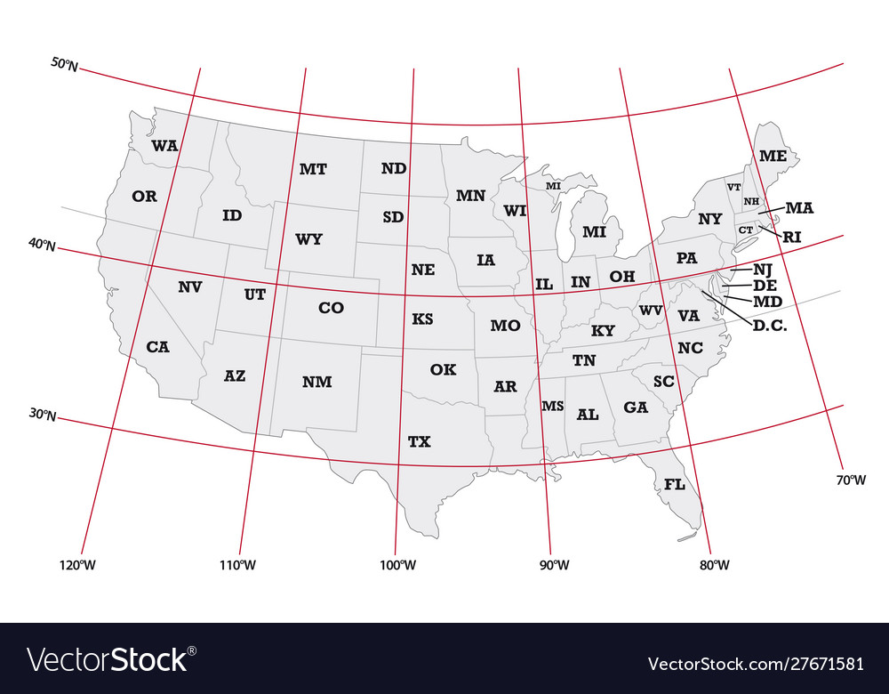 Administrative map united states Royalty Free Vector Image