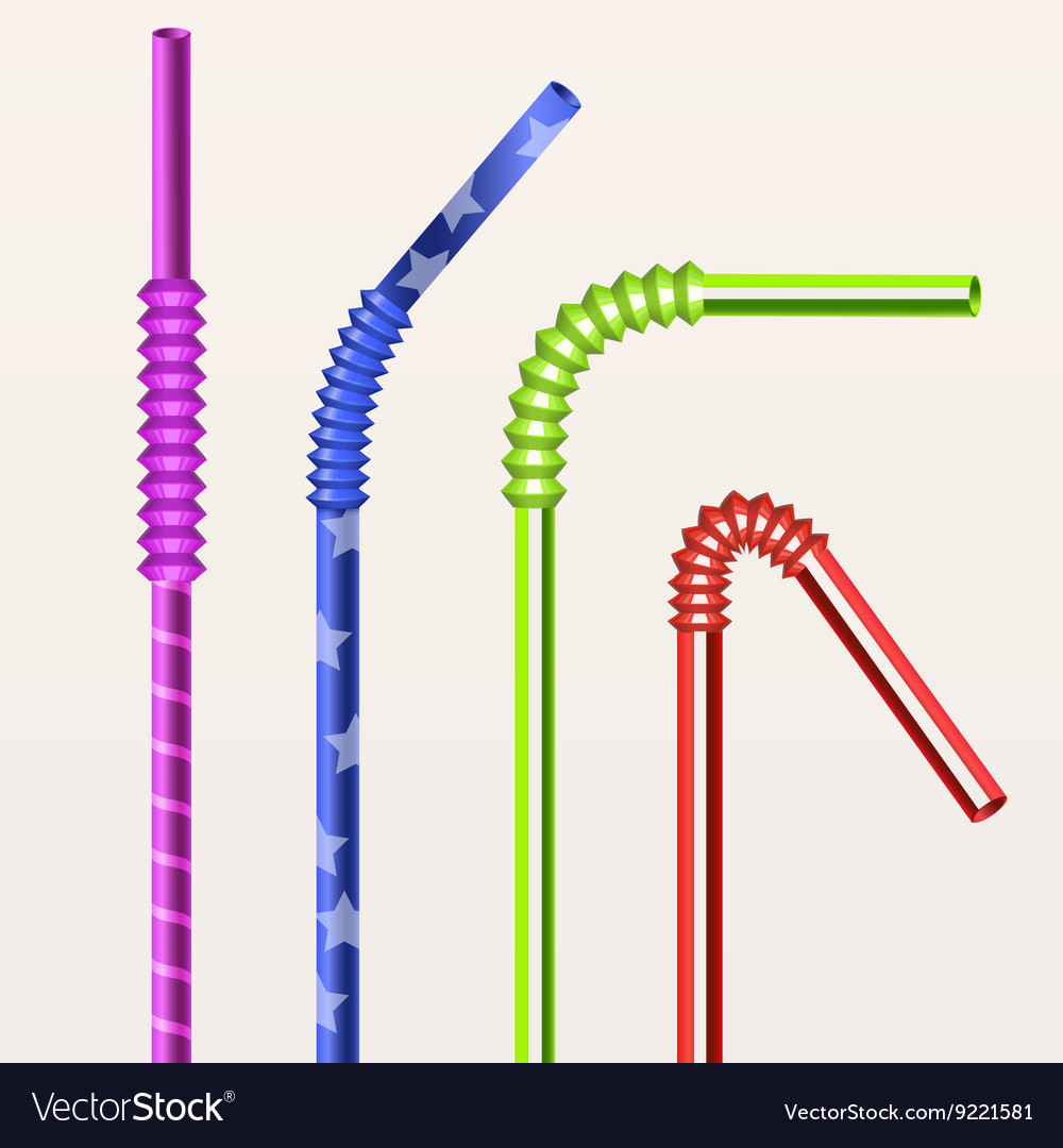 Colorful bright drinking straws set Royalty Free Vector