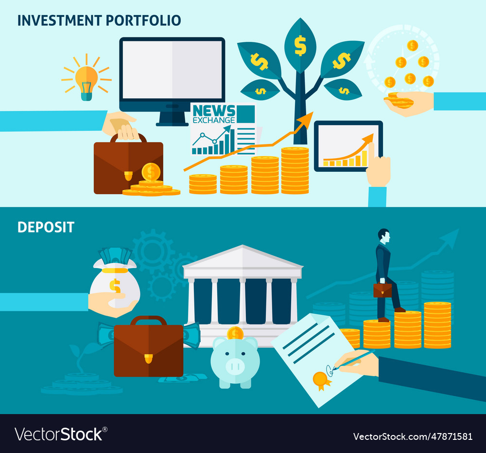 Investment flat banner set investment flat Vector Image