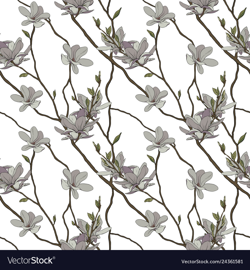 Seamless pattern of the branches and flowers vector image Seamless pattern of the branches and flowers
