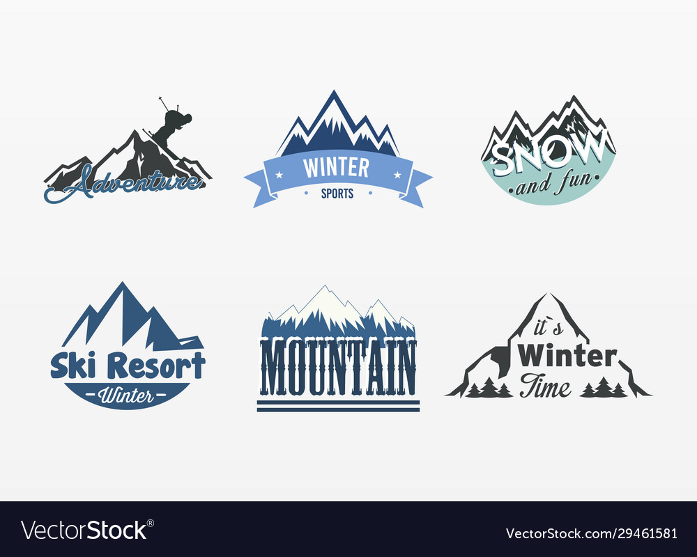 Variety mountain sports emblems Royalty Free Vector Image