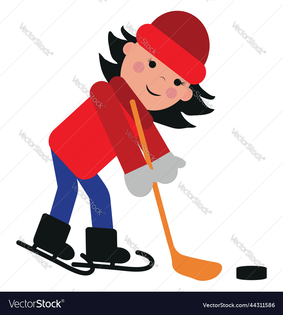 Boy playing hockey on a white background Vector Image