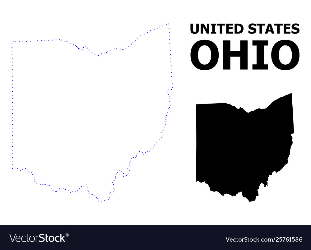 Contour dotted map ohio state Royalty Free Vector Image