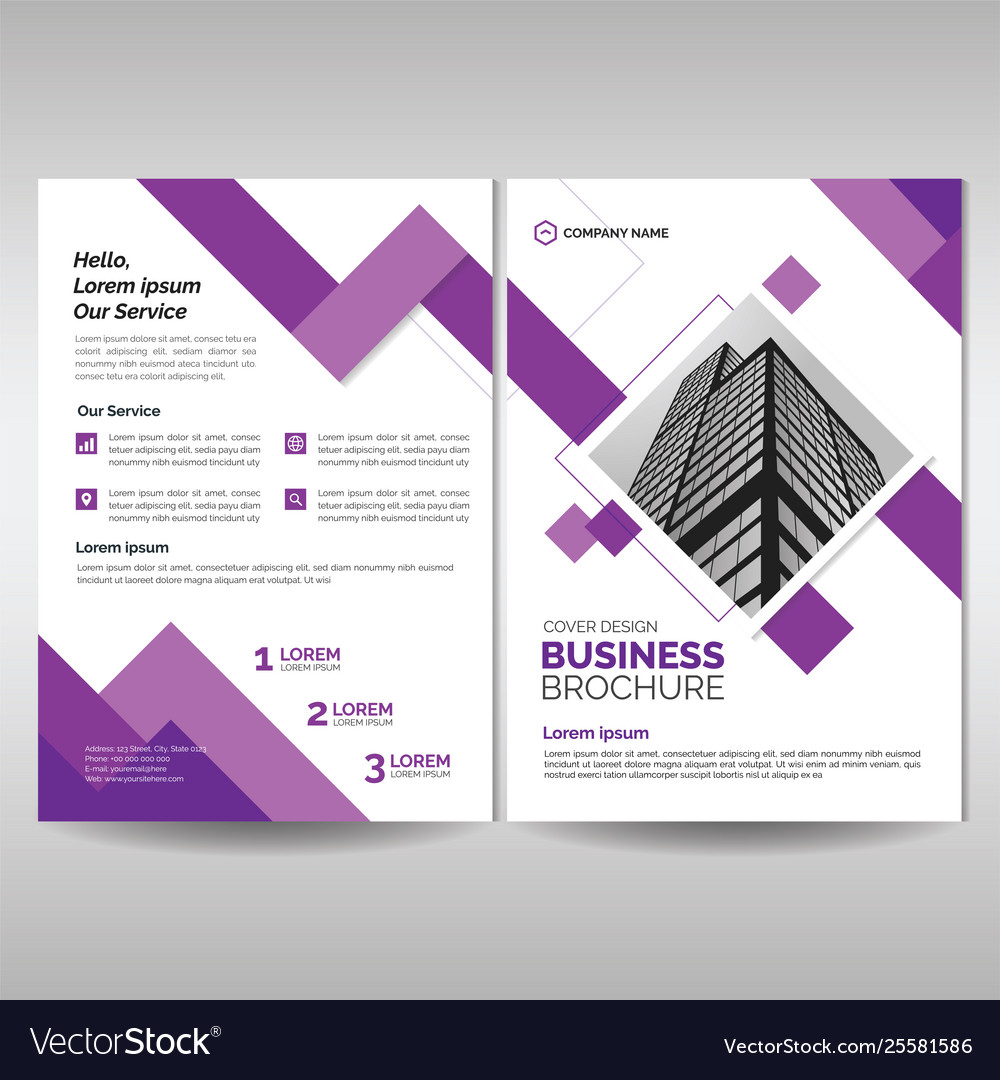 Corporate brochure cover template with purple