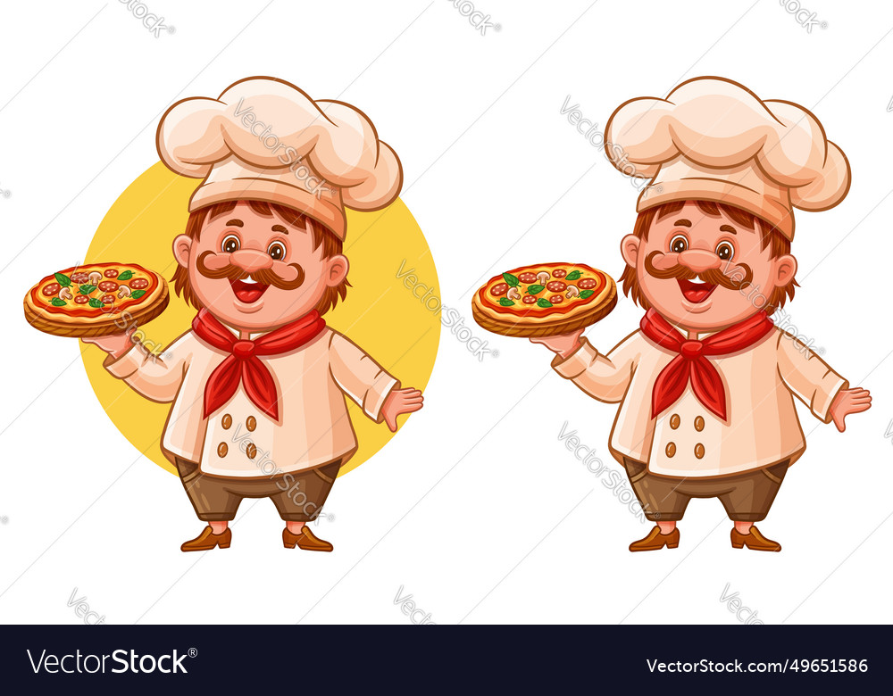 Cute pizza chef cook pizzeria cooking baker master