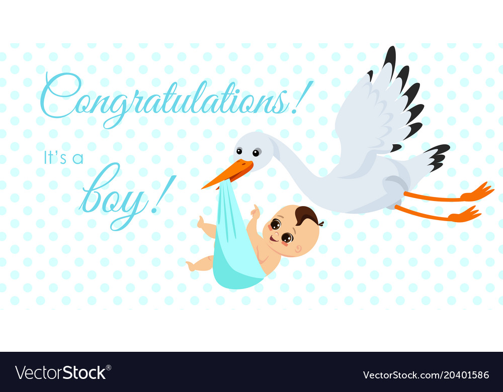 Happy Stork Carrying Cute Royalty Free Vector Image