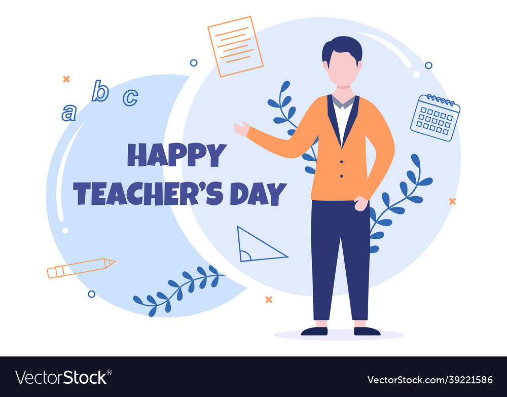 Happy teachers day background with educational Vector Image