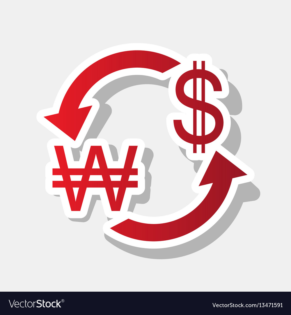 Currency Exchange Sign South Korea Won And Us Vector Image