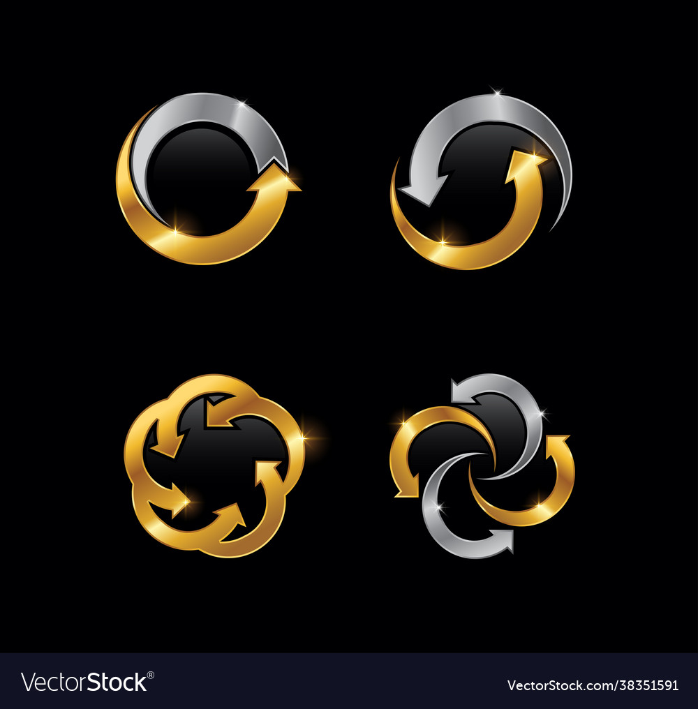 Golden and silver circle arrow sign Royalty Free Vector