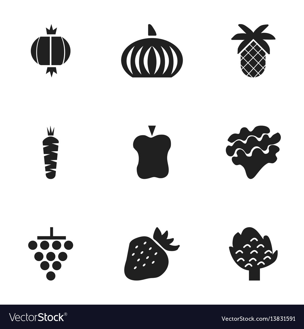 set of 9 editable fruits icons includes symbols vector image