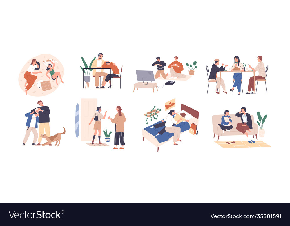 Set parents and kids spending happy time Vector Image