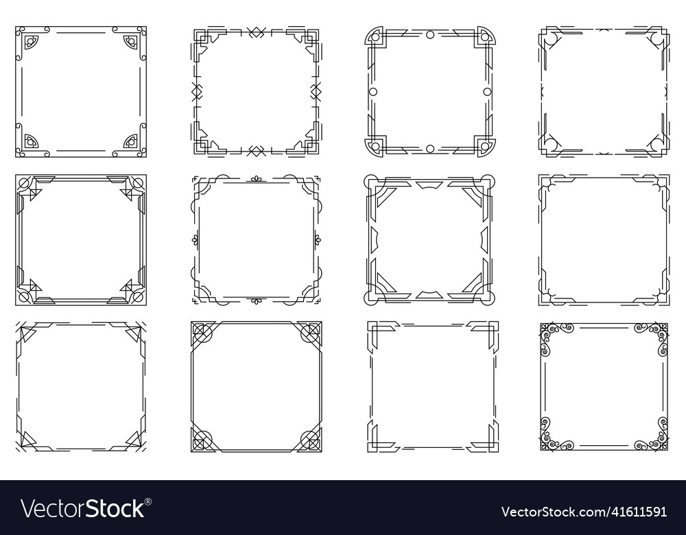 Thin line geometric frames linear frames Vector Image