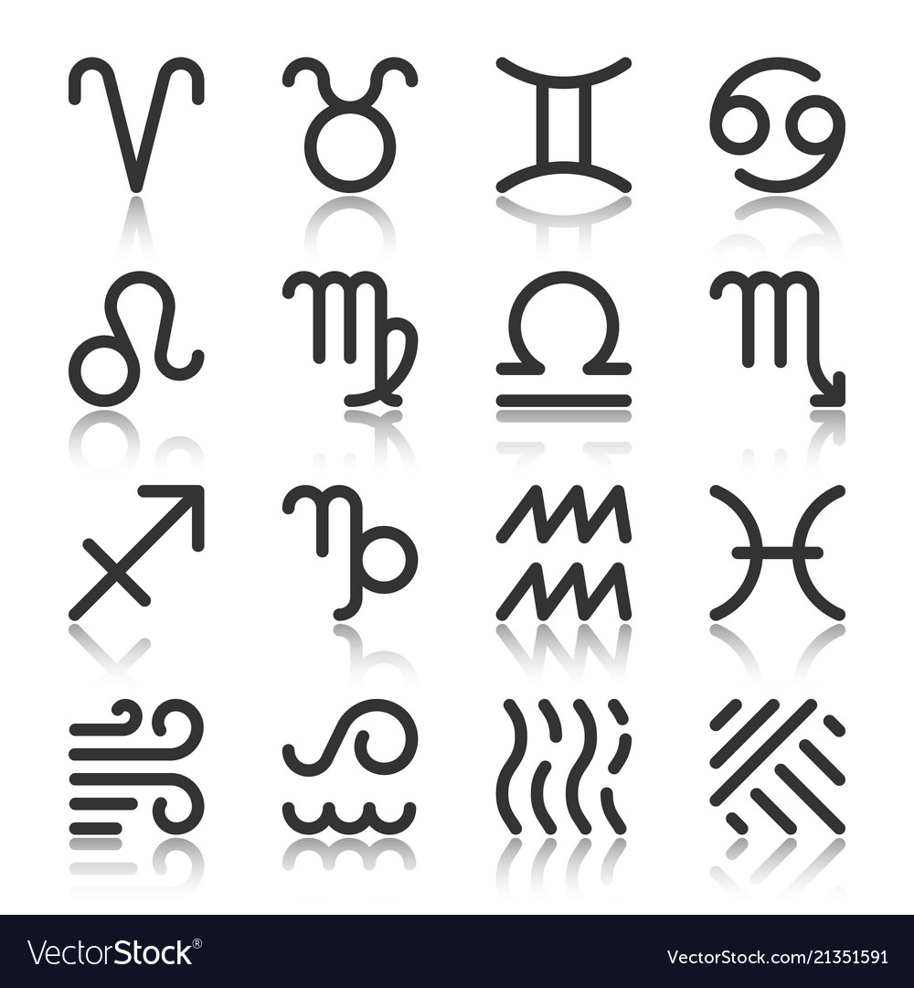 Zodiac signs black silhouette icon set Royalty Free Vector