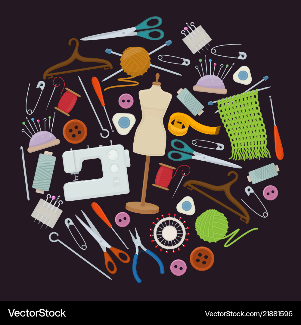 Accessories for needlework Royalty Free Vector Image