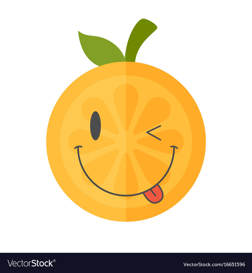 Emoji - winking orange with happy smile isolated Vector Image