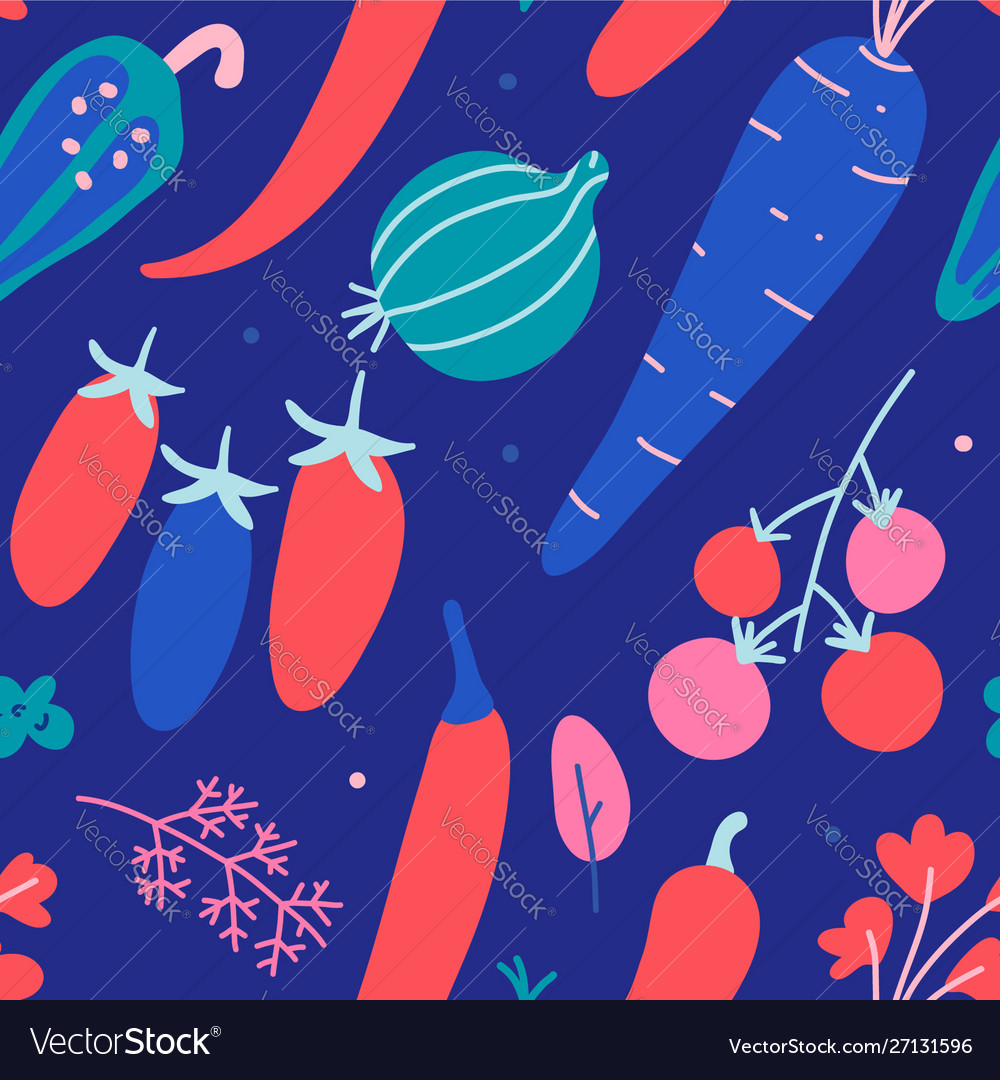 Hand drawn bright neon color vegetable made Vector Image