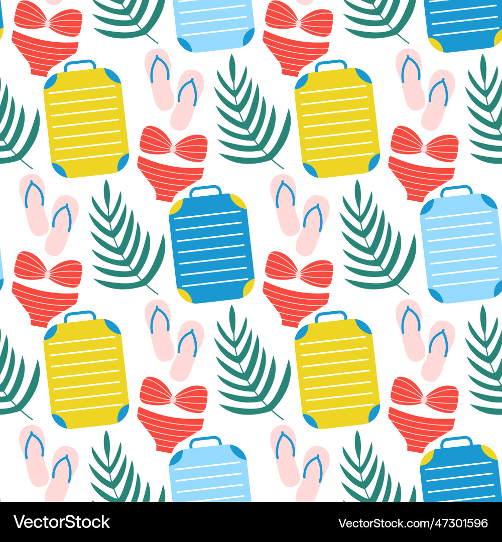 Hand drawn seamless pattern beach vacation Vector Image