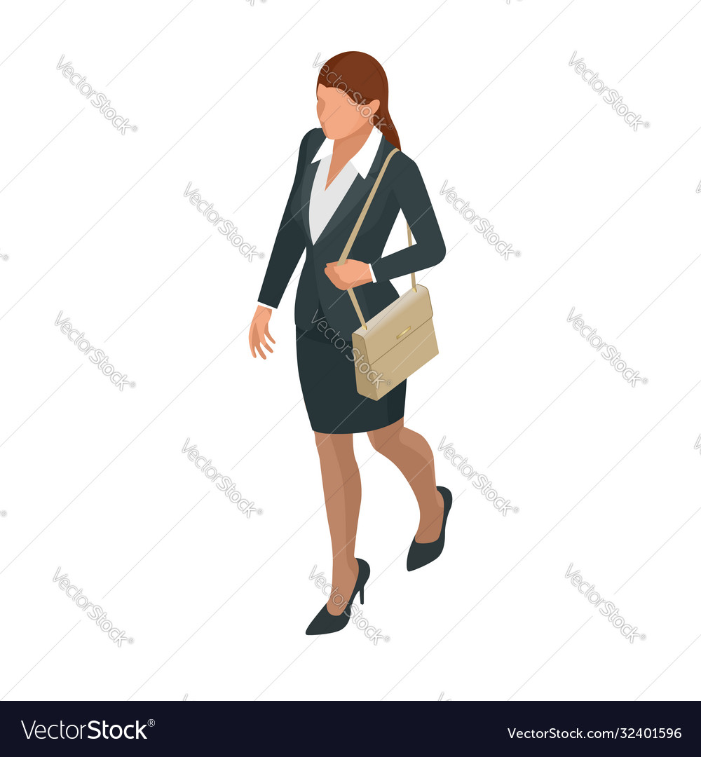 Isometric business women stylish isolated on white