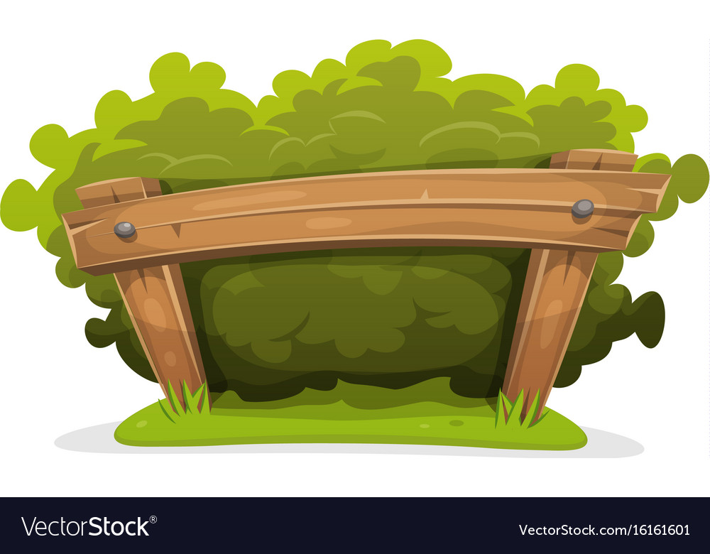 Cartoon hedge with wood barrier Royalty Free Vector Image