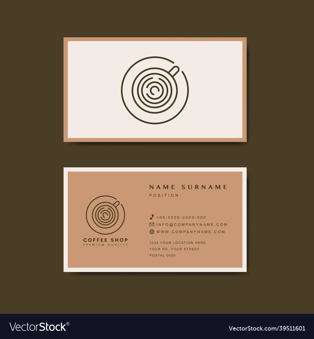 Coffee shop business card template Royalty Free Vector Image Pertaining To Coffee Business Card Template Free