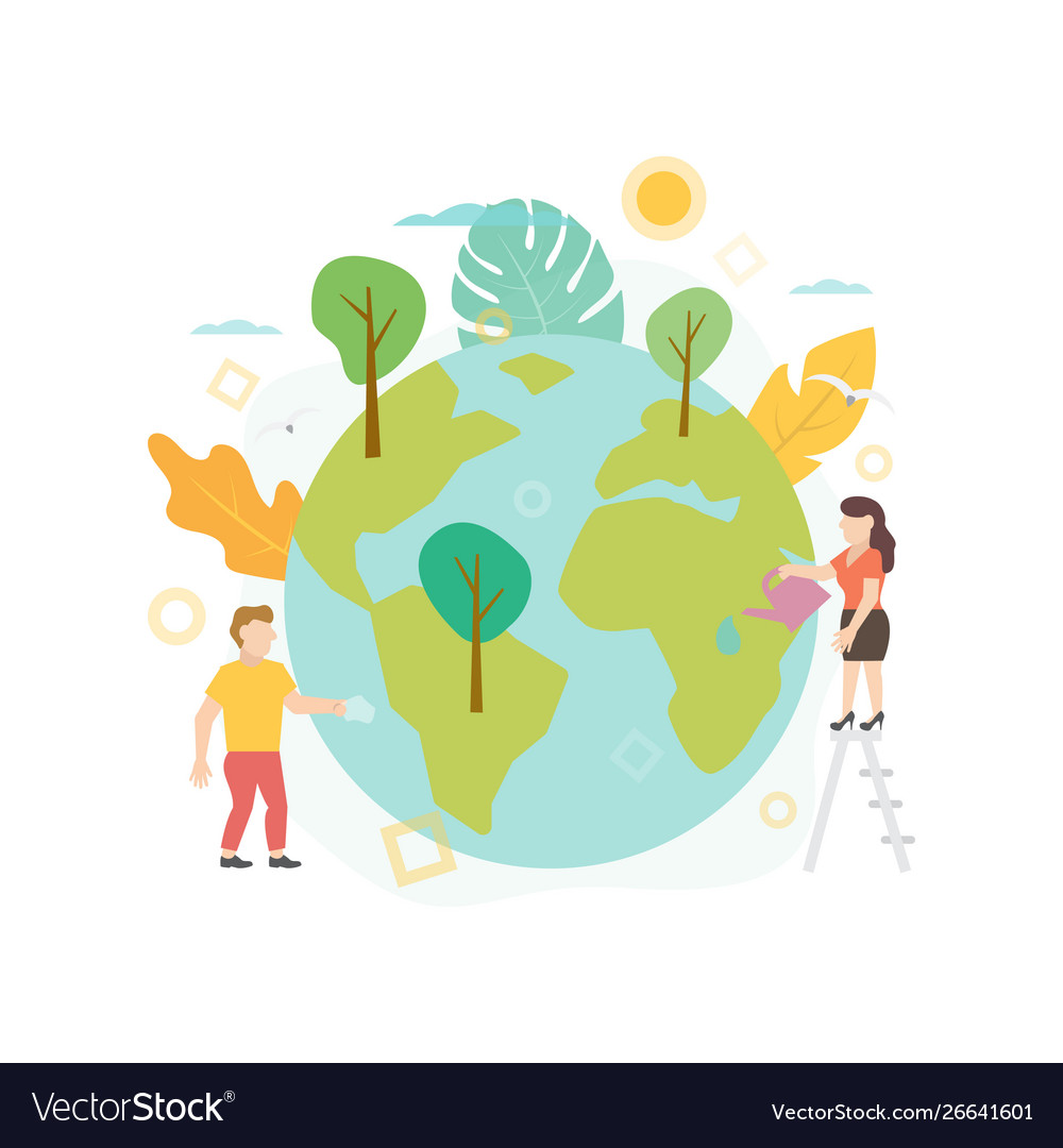 Flat ecology save the Royalty Free Vector Image