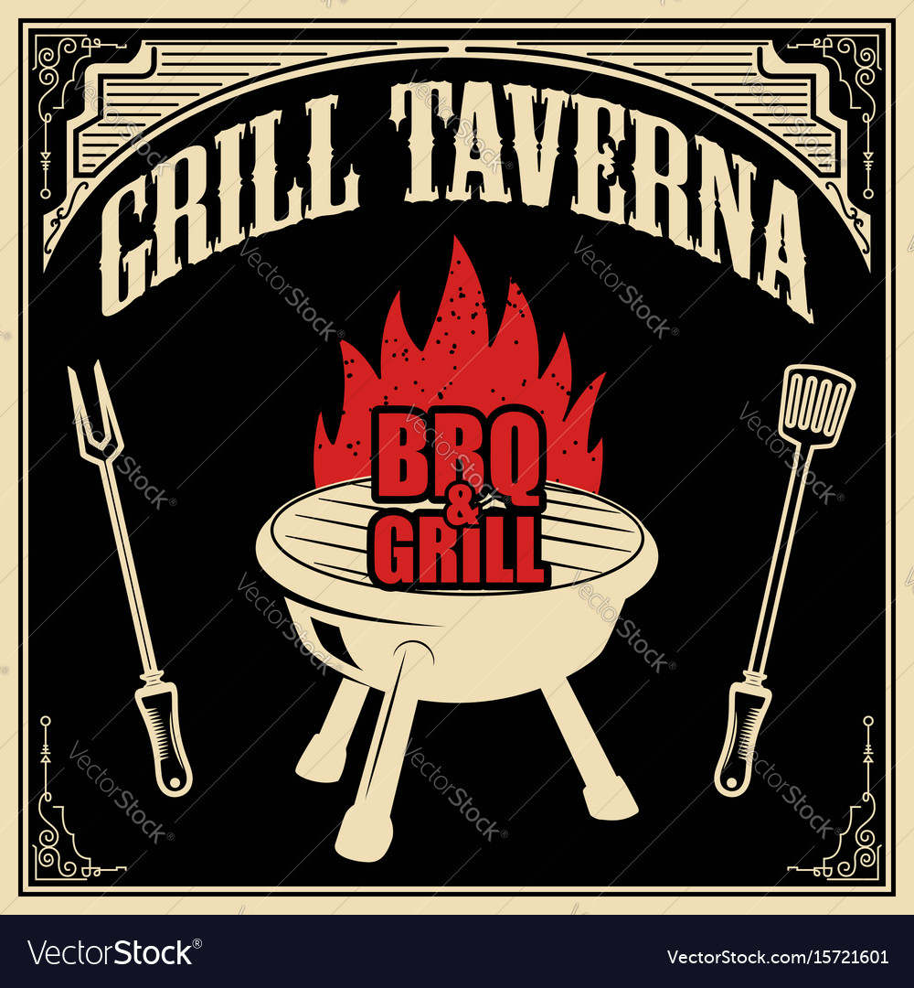 Grill taverna bbq and design element Royalty Free Vector