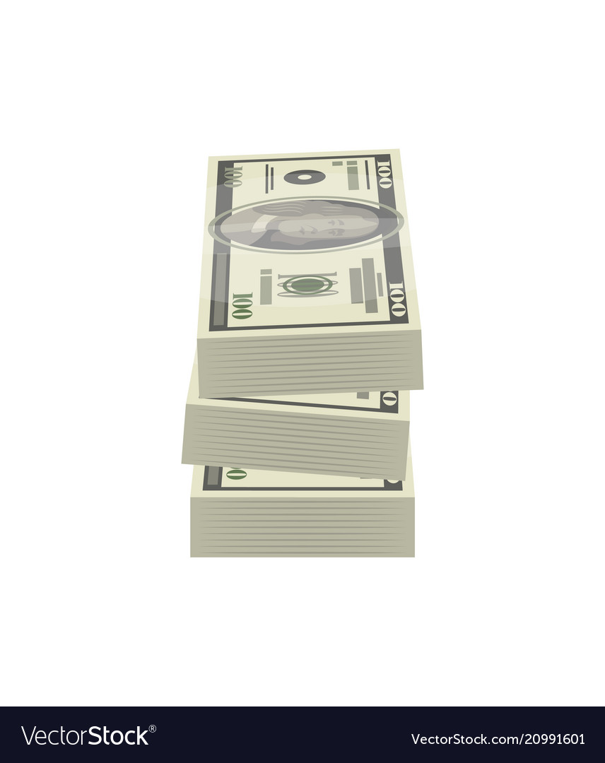 Pile Money Banknotes Isolated Isometric Icon Vector Image