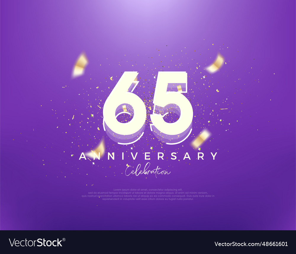 Retro number 65th on a modern blue background Vector Image