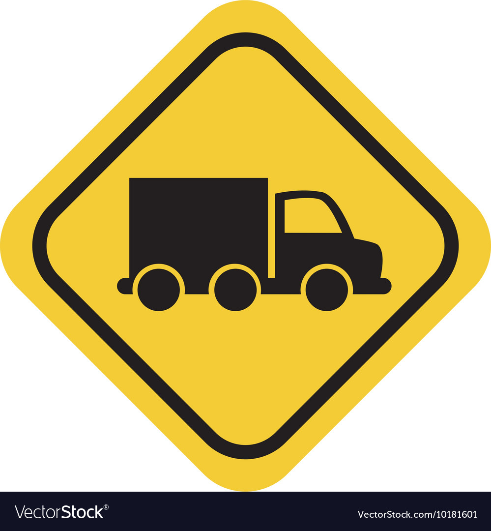 Rhombus Signal With Vehicle Isolated Icon Vector Image