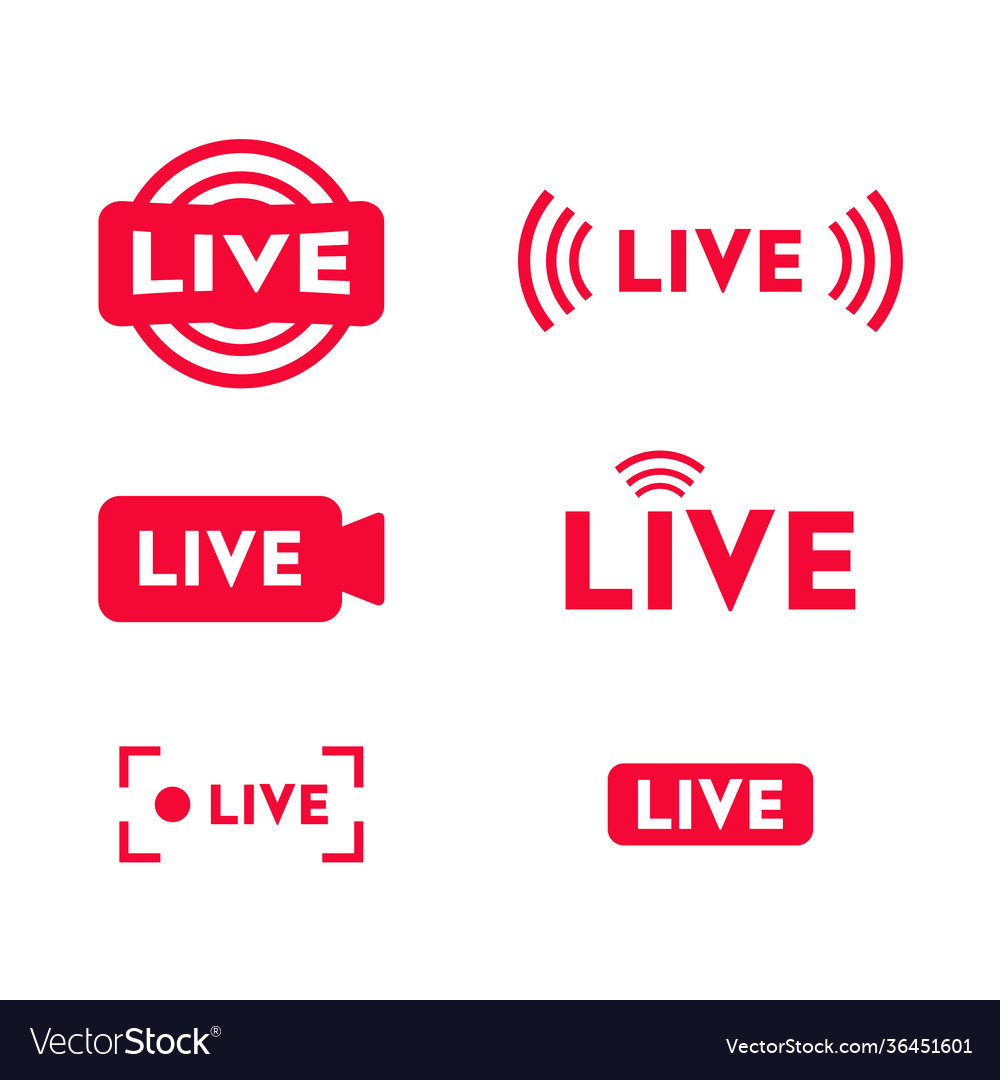 Set live streaming icons Royalty Free Vector Image