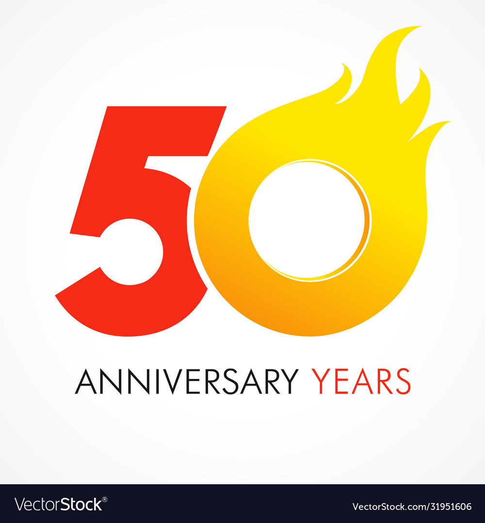 50 anniversary flame logo Royalty Free Vector Image