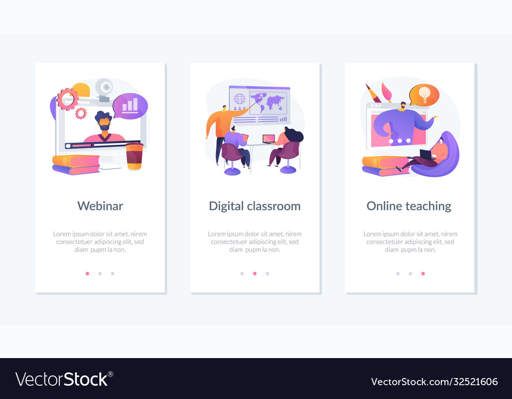 Blended learning app interface template Royalty Free Vector