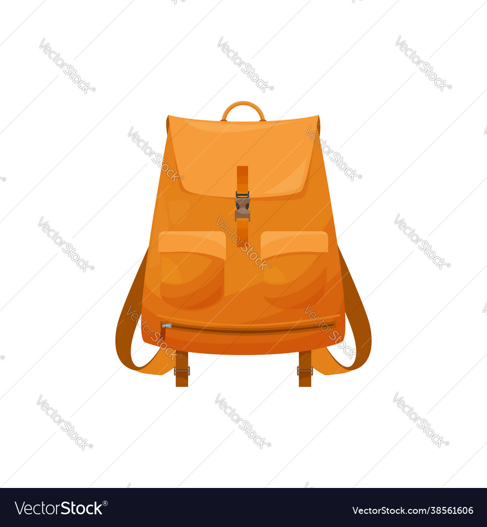 Kids schoolbag isolated icon orange rucksack