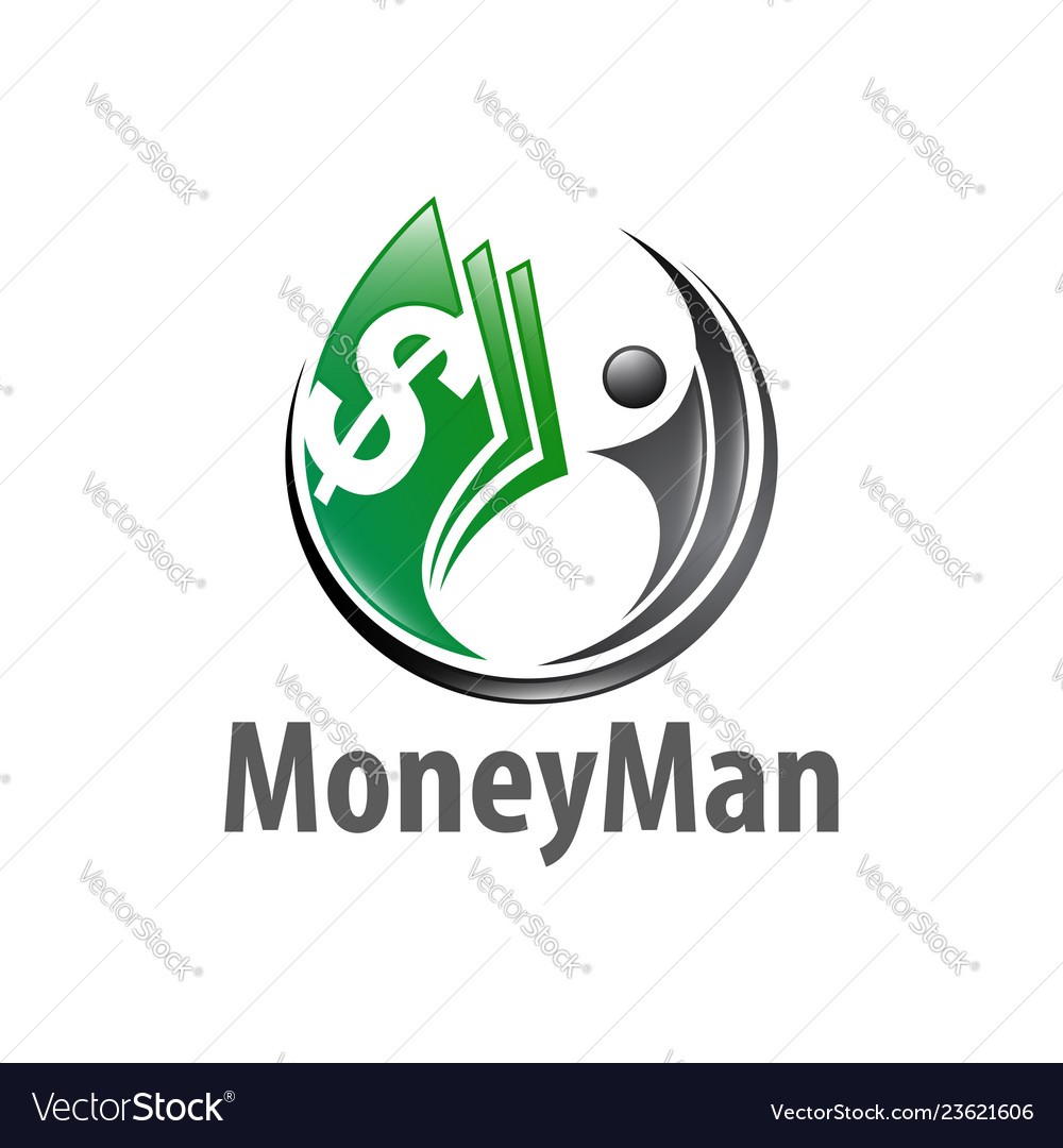 Money man circle with human character logo Vector Image