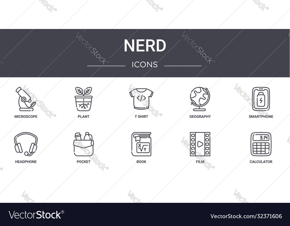 Nerd concept line icons set contains icons usable Vector Image