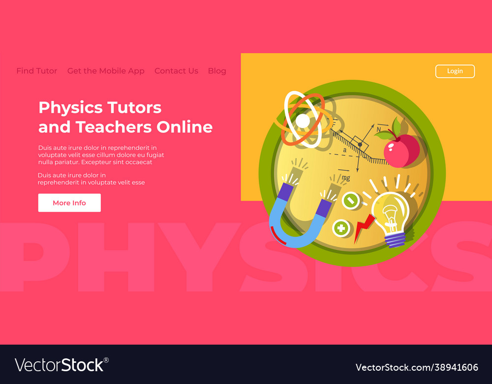 Physics Tutors And Teachers Online Website Page Vector Image