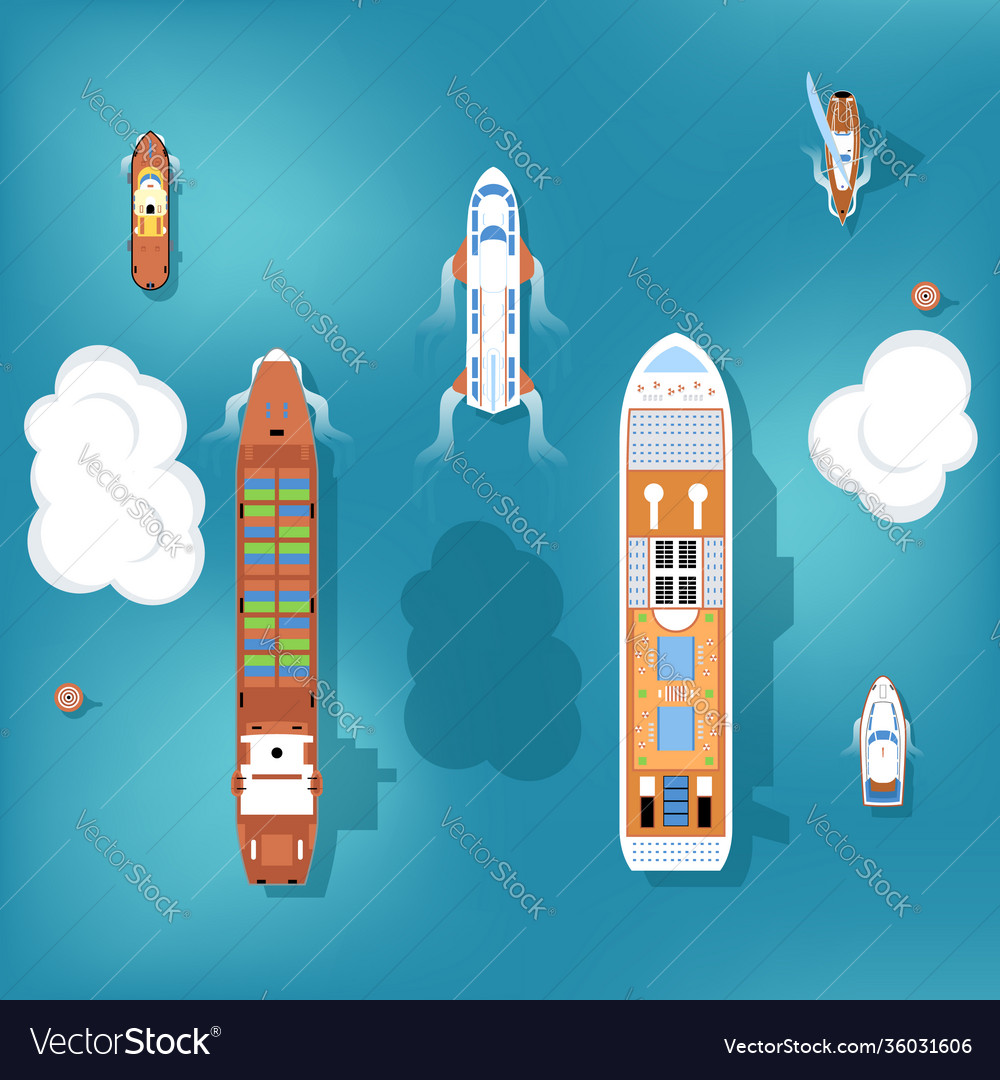 Set ships top view Royalty Free Vector Image - VectorStock