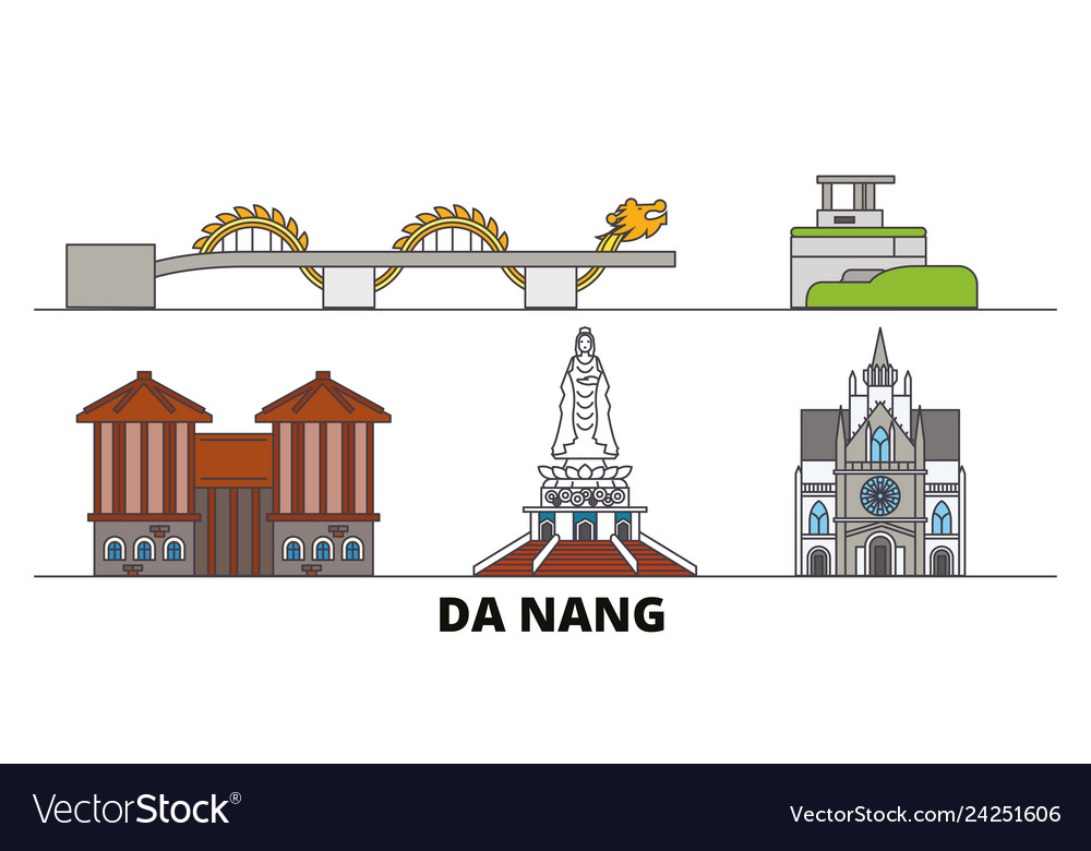 Vietnam da nang flat landmarks Royalty Free Vector Image