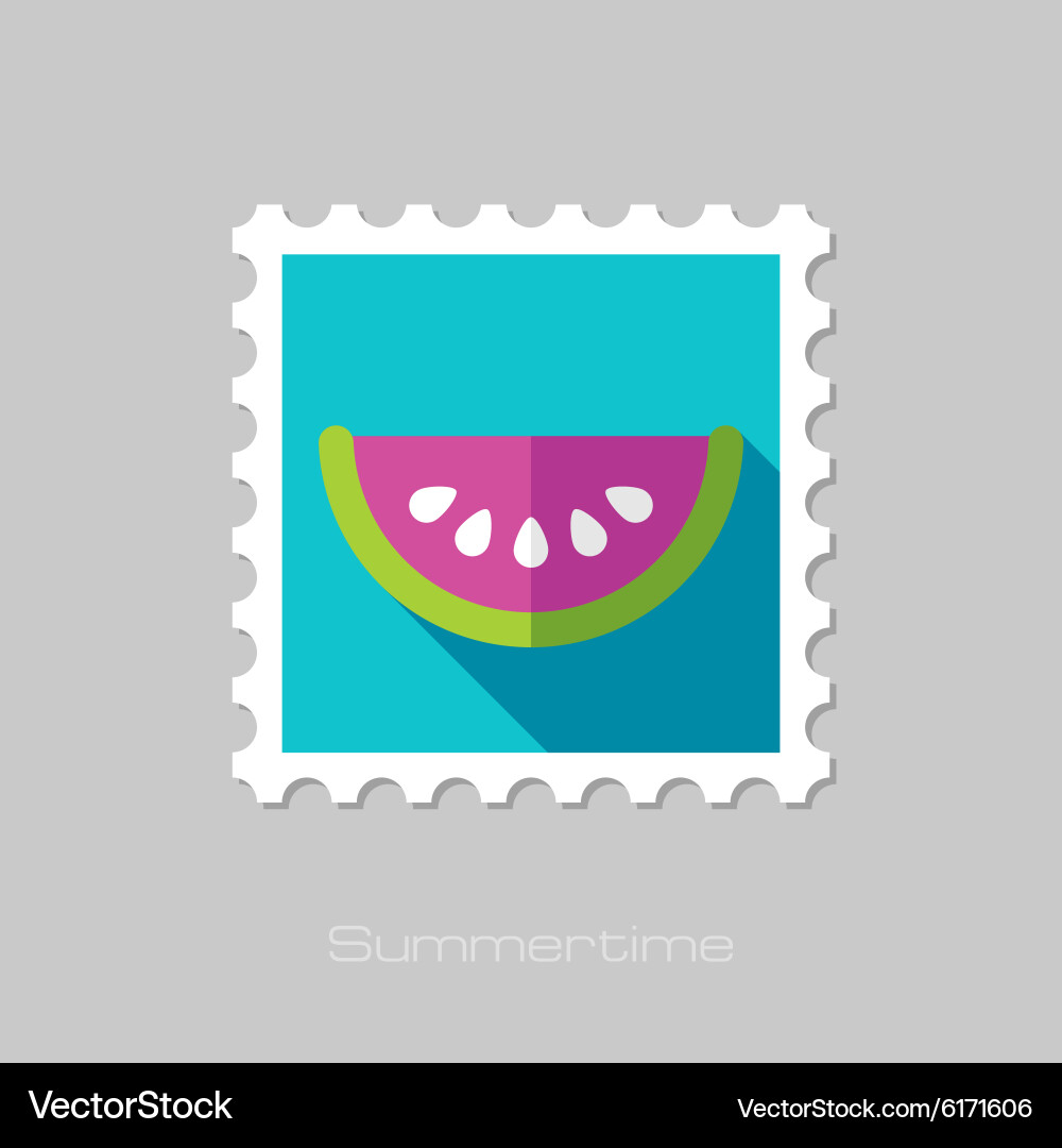 Watermelon slice flat stamp with long shadow Vector Image