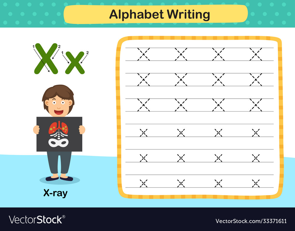 Alphabet letter xx ray exercise with cartoon Vector Image