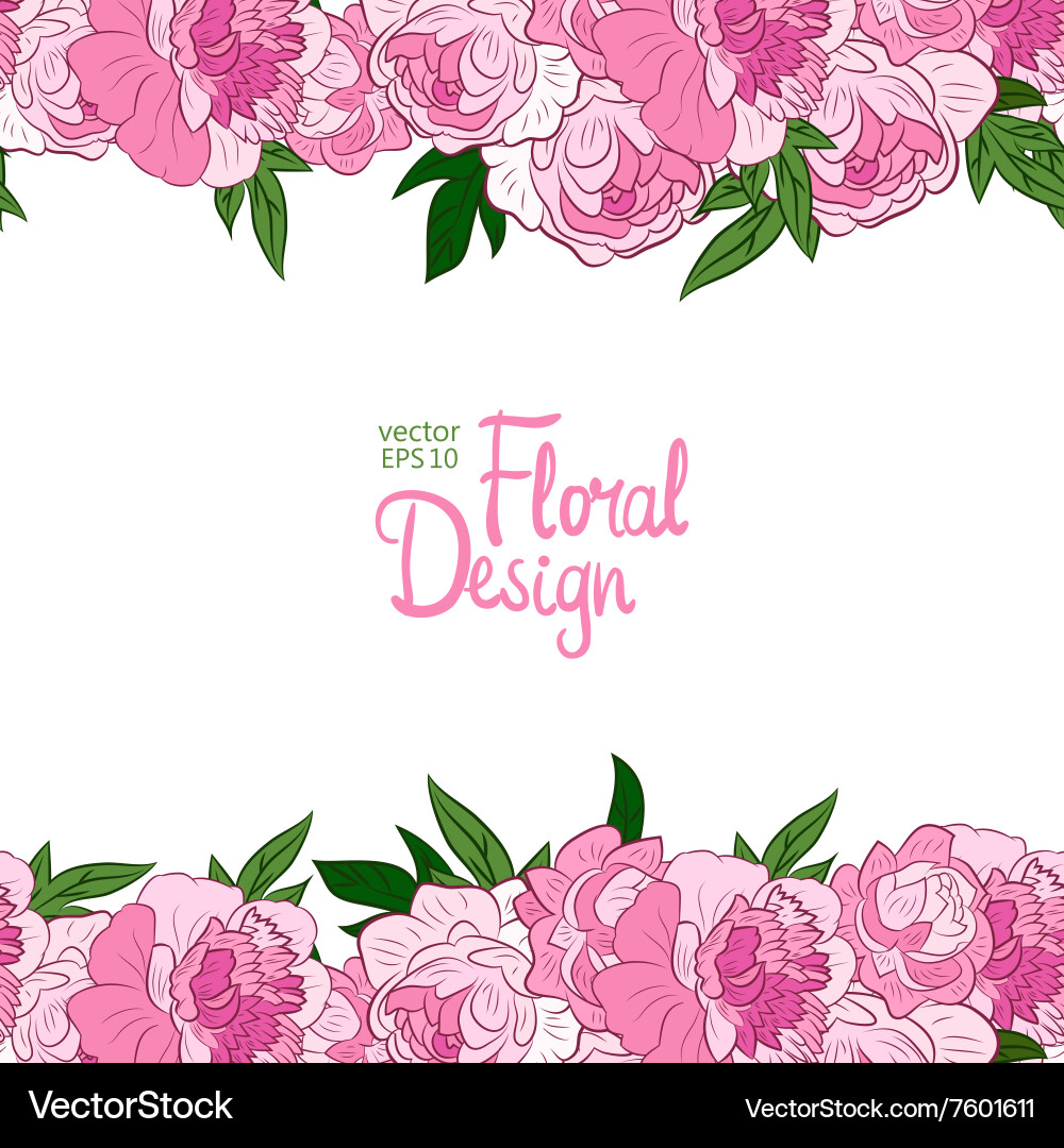 Border with peonies Royalty Free Vector Image - VectorStock