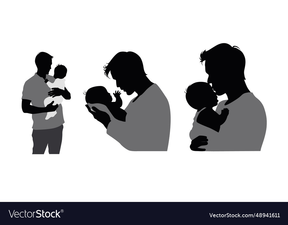 Dad And Newborn Baby Father Holding Royalty Free Vector