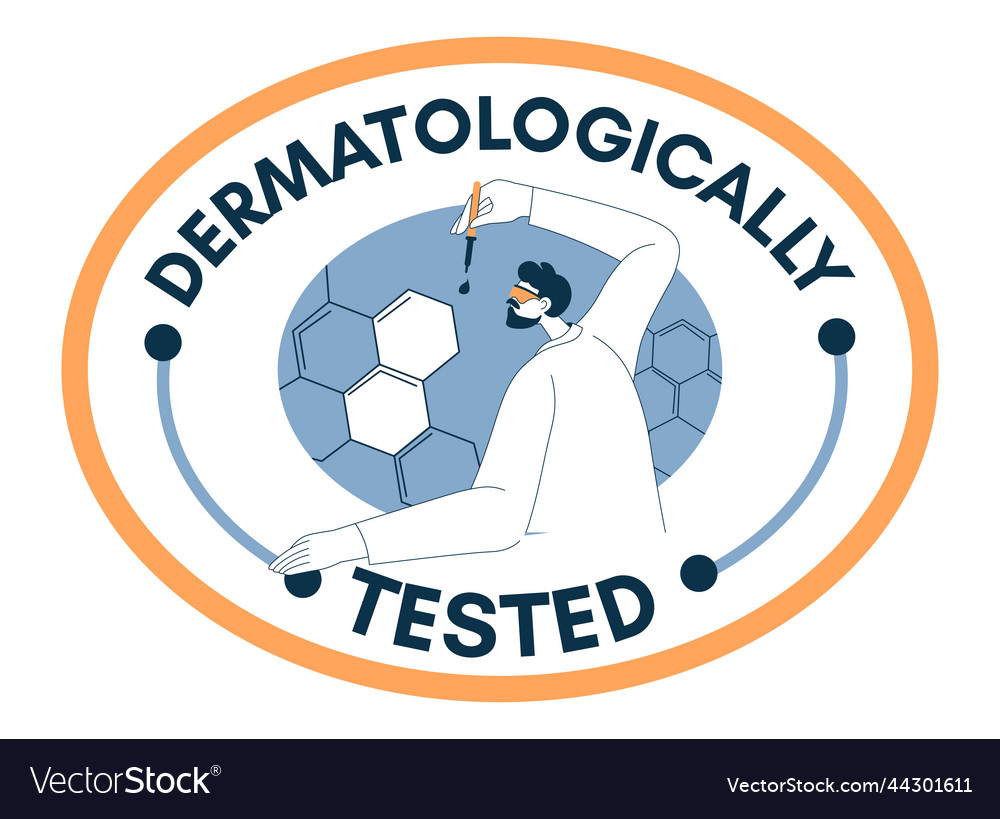 Dermatologically tested ingredients and products Vector Image