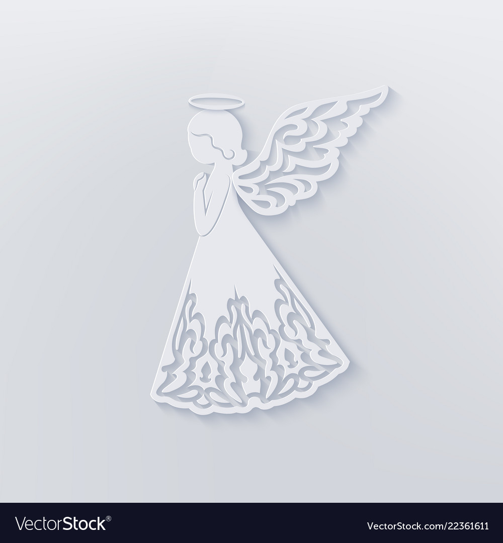 Merry christmas card with angel ornamental wings Vector Image