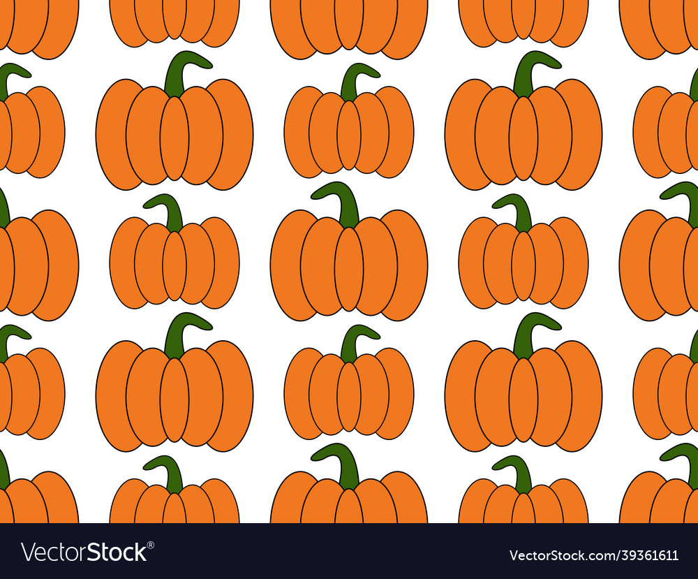 Pumpkins seamless pattern autumn background Vector Image