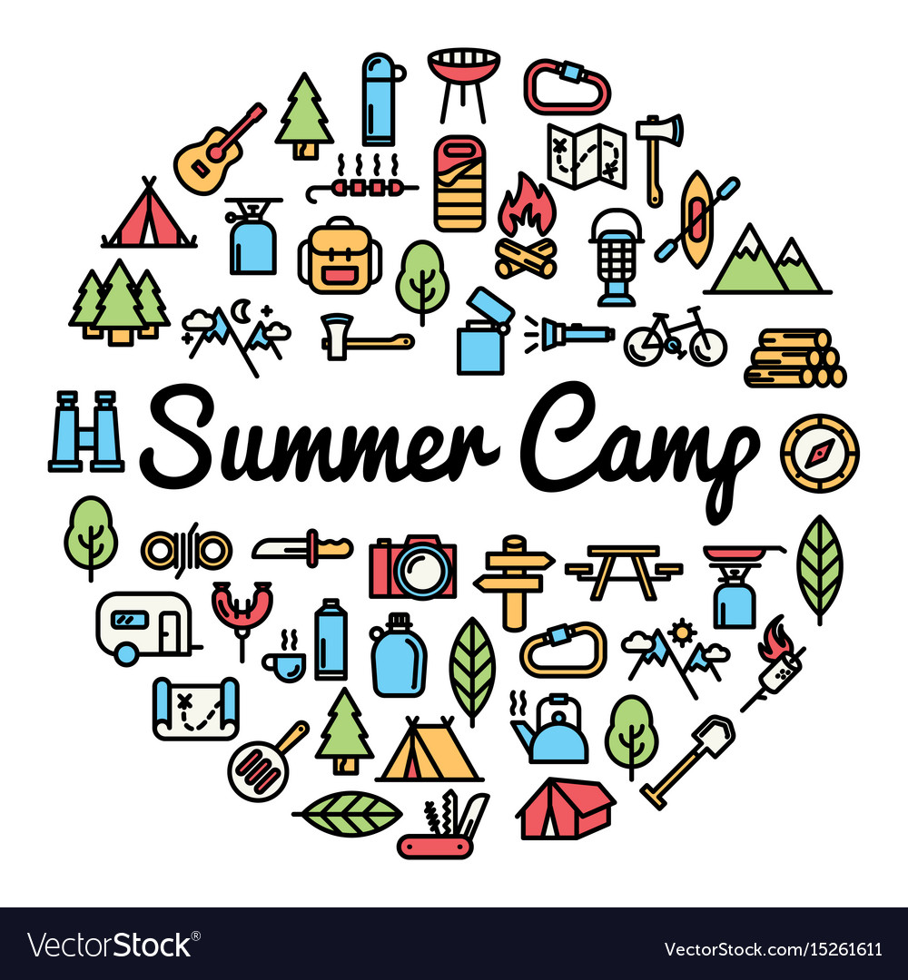 Summer Camp Word With Icons Royalty Free Vector Image