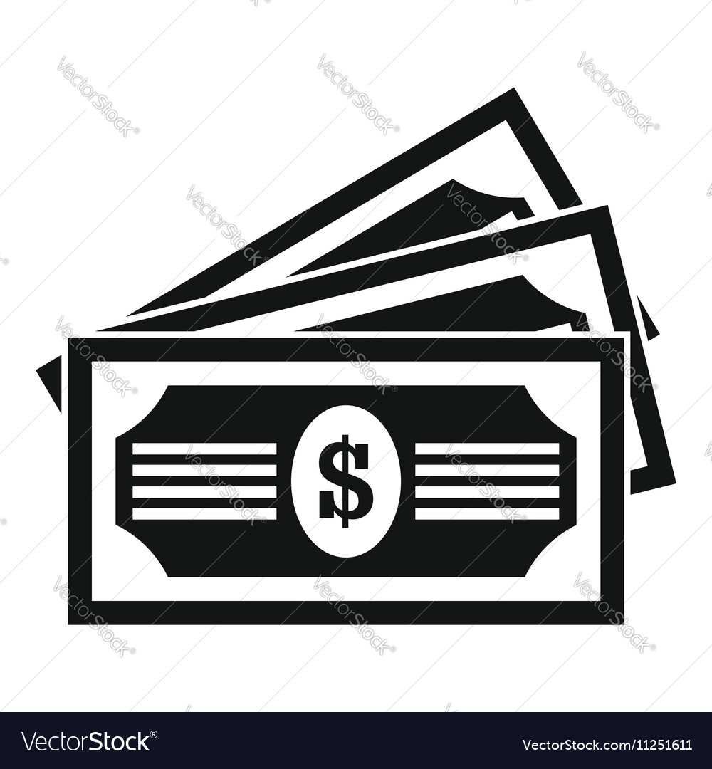 Three dollar bills icon simple style Royalty Free Vector